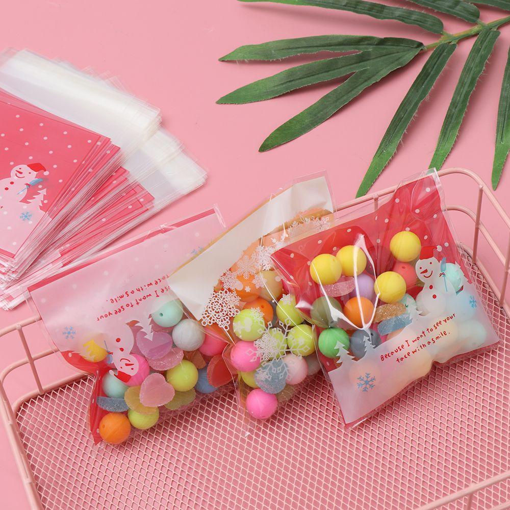 LAKAMIER Set 100 Túi Nhựa Đựng Bánh Quy Họa Tiết Giáng Sinh Dễ Thương