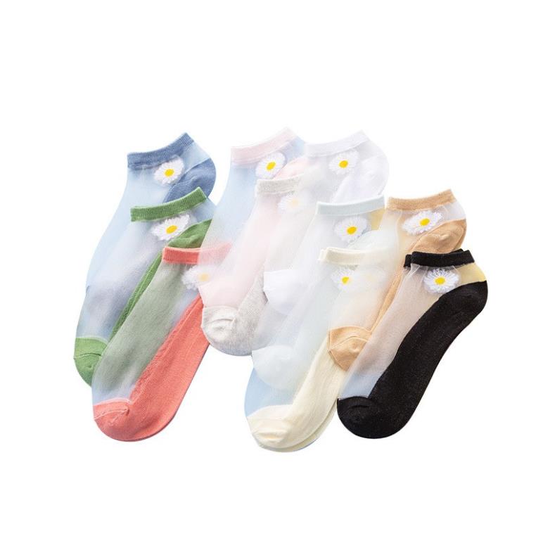 10 đôi Tất Lưới Xuyên Thấu Thiết Kế Hình Hoa Cúc Cho Nữ