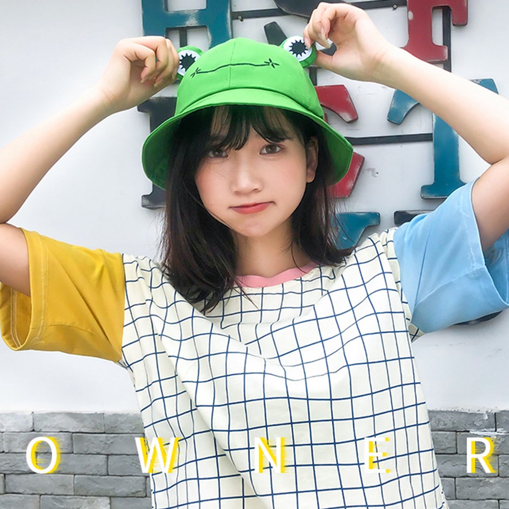 Mũ Bucket Chống Nắng Thiết Kế Hình Chú Ếch Dễ Thương Cho Người Lớn Và Trẻ Em