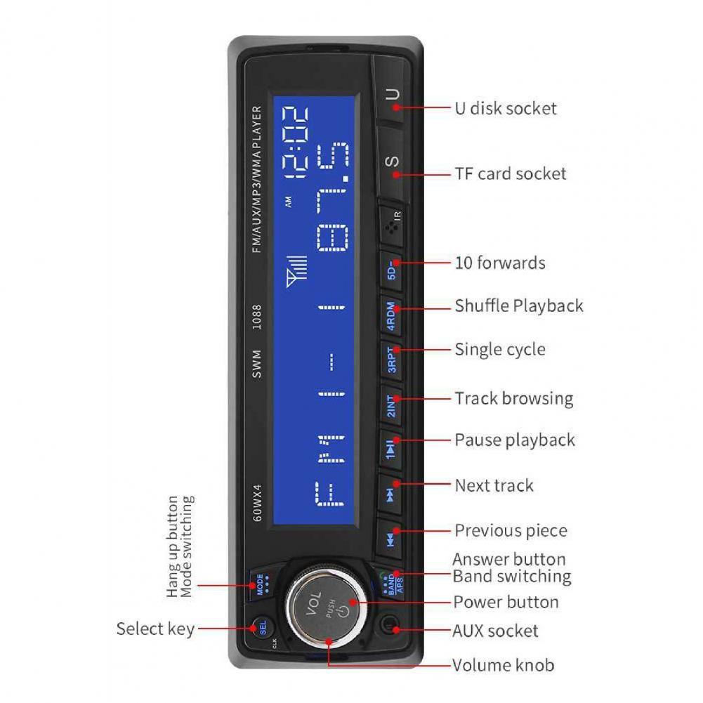 Máy Nghe Nhạc MP3 FM / USB / AUX Rảnh Tay Tích Hợp Bảng Điều Khiển Dành Cho Xe Hơi