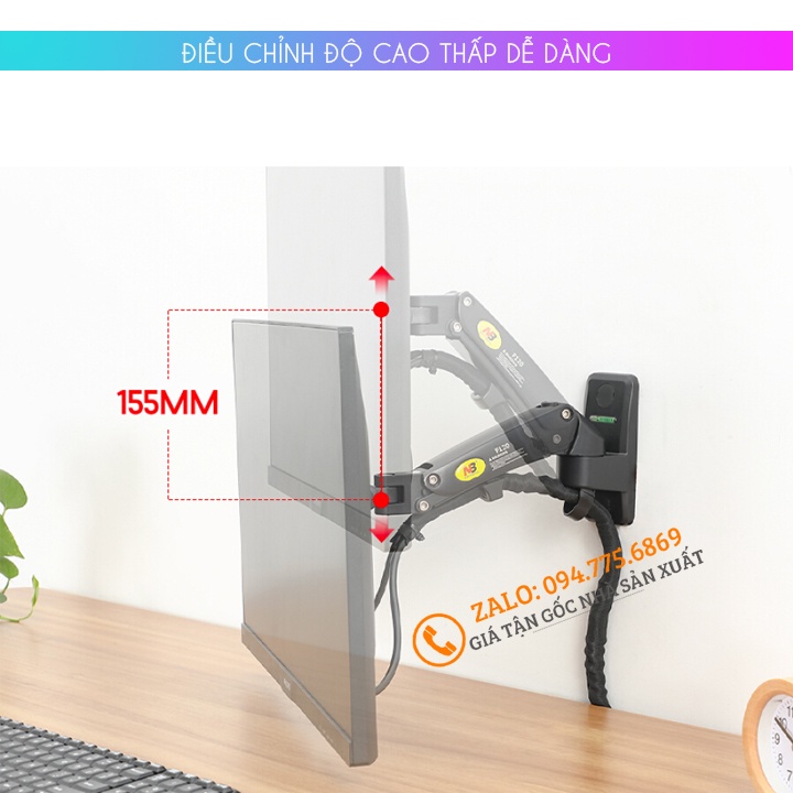 Giá treo màn hình máy tính North Bayou NB F120 17 - 27 inch - Tay treo màn hình có thể nâng lên hạ xuống gắn tường