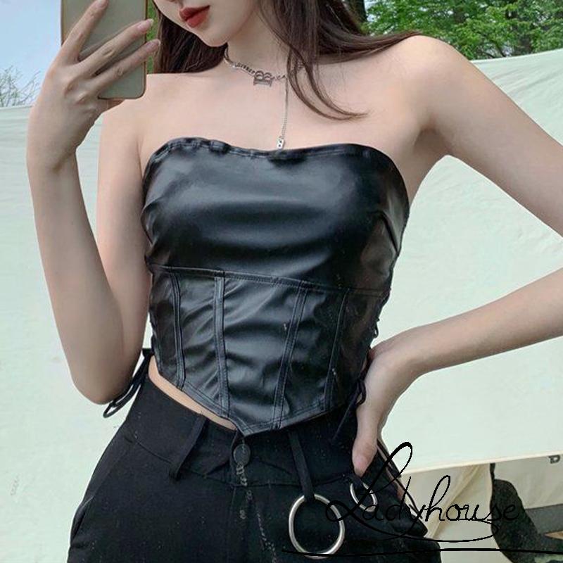 Áo Croptop Không Tay Hở Lưng Màu Trơn Thiết Kế Độc Đáo Thời Trang Cho Nữ