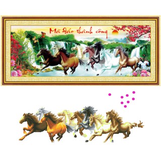 Tranh đính đá abc 3d bát mã qua sông df296 kt:100x44cm