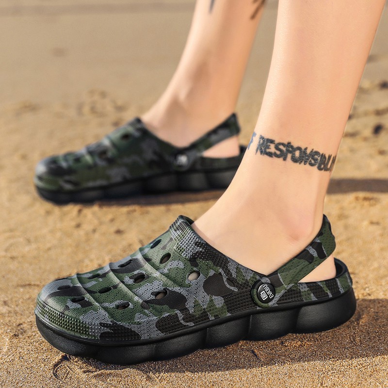 Dép đi biển họa tiết camo/in chữ cá tính thích hợp cho nam size 36-45