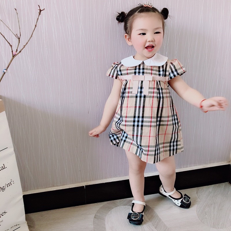 Váy bbr cho bé gái,váy kẻ bbr vintage cho bé gái