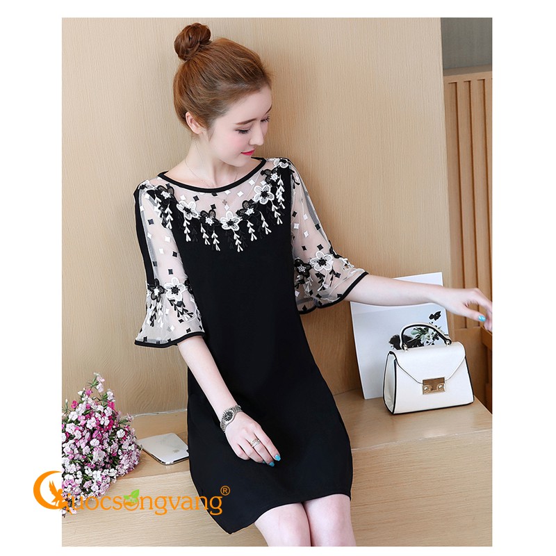 Váy đầm big size đầm xòe giấu bụng màu đen GLV071 Cuocsongvang