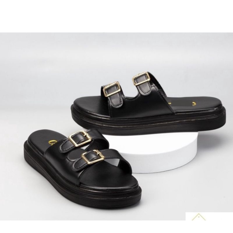 Freeship sandal 2 quai mẫu mới trắng và đen bằng da khoá cài (2CM SANDAL 2 QUAI ) hot 2022