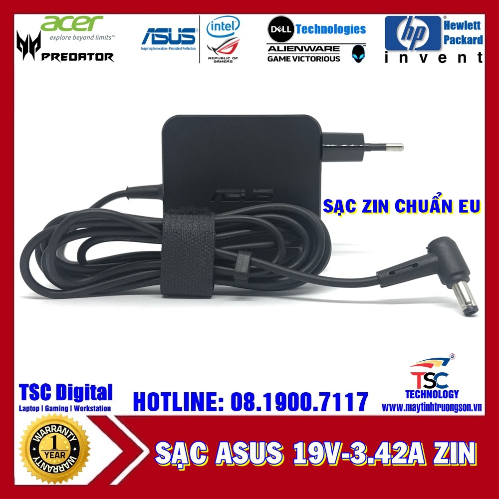 SẠC LAPTOP ASUS 19v 3.42 ZIN CHÍNH HÃNG 19V-3.42A (ADAPTER 19V 3.42) Đầu Chân Sạc 2.5mm và 1.35mm