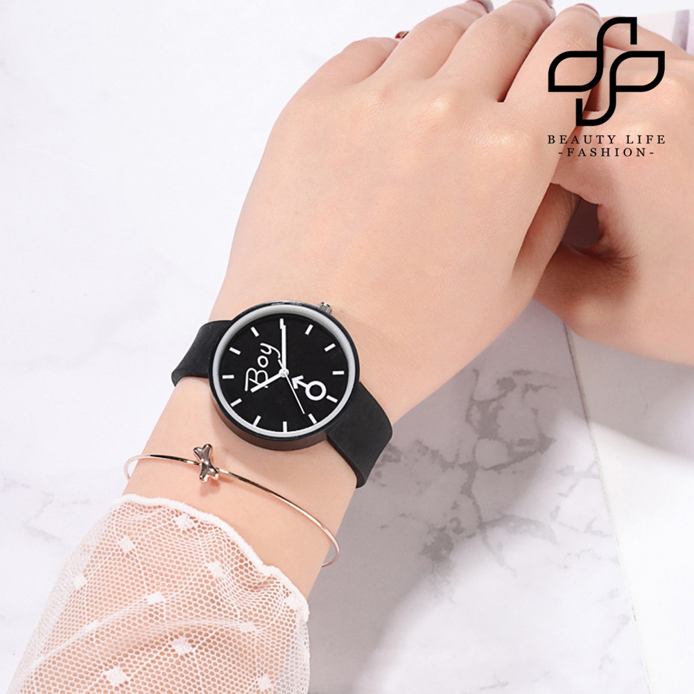 BEA™ Fashion Girl Round Dial Silicone Band No Number Quartz Jelly Watch