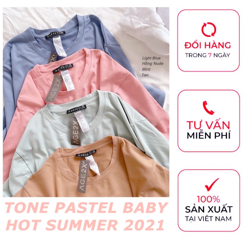 Áo Thun Pastel AGE2X Phong Cách Hàn Quốc Nam Nữ Đều Mặc Được