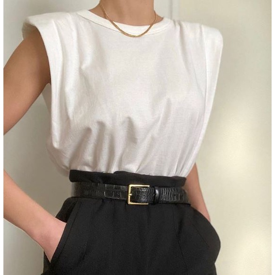 Áo thun tay ngắn độn vai ba basic dễ kết hợp HAC132 Hỉn Hỉn Store