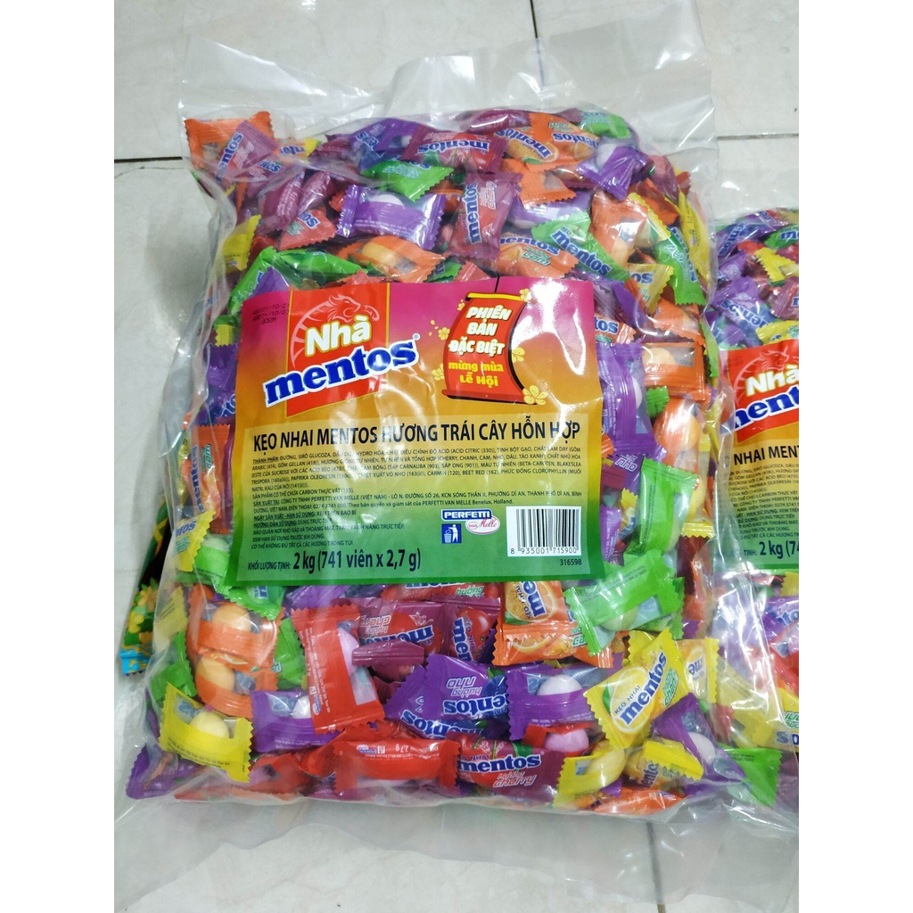 Gói 2Kg  Kẹo Mentos Hương Trái Cây Hỗn Hợp