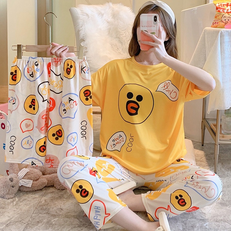 Đồ bộ nữ mặc nhà in hoa in thỏ in họa tiết dễ thương chất thun mềm mịn mát DB1
