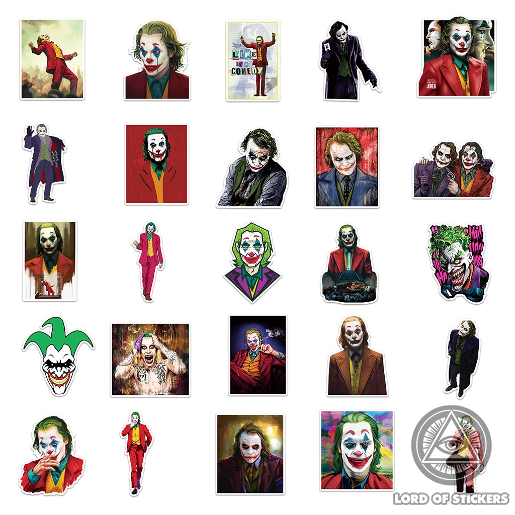 Set 50 Hình Dán The Joker Sticker DC Comics Chống Thấm Nước Trang Trí Mũ Bảo Hiểm, Laptop, Ván Trượt, Vali, Điện Thoại