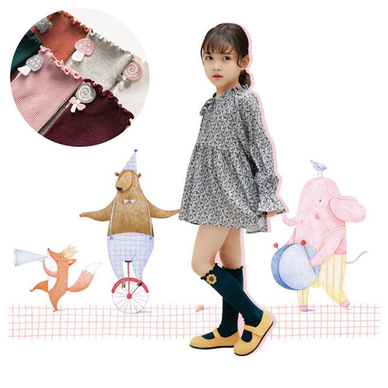 Vớ Cotton Dài Cắt Họa Tiết Hoa Dễ Thương Dành Cho Bé Gái 0-12 Tháng Tuổi