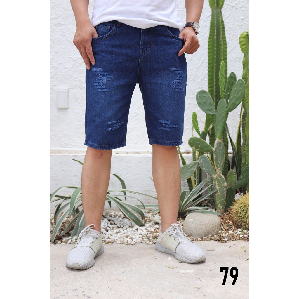 Quần sọt jeans cotton nam basic trơn rách sướt thời trang phong cách trẻ mát mẻ(44 -115kg)