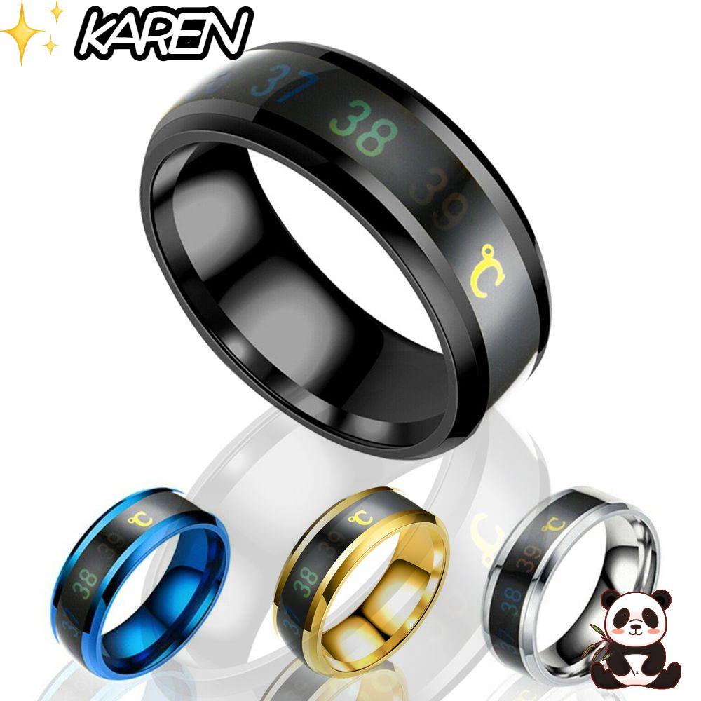 Karen Nhẫn Thép Không Gỉ Hiển Thị Nhiệt Độ Ma Thuật Sáng Tạo Cho Cả Nam Và Nữ