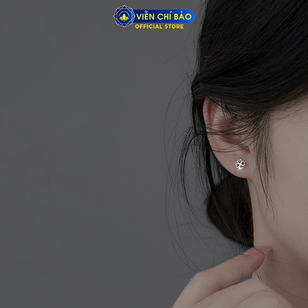 Bông tai bạc nữ hình cỏ 4 lá chất liệu bạc 925 thời trang phụ kiện trang sức nữ thương hiệu Viễn Chí Bảo E011x