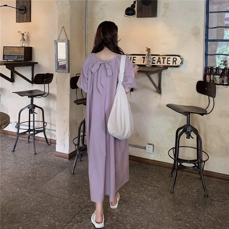 Đầm nữ tay phồng dáng cao rộng phong cách Hàn Quốc