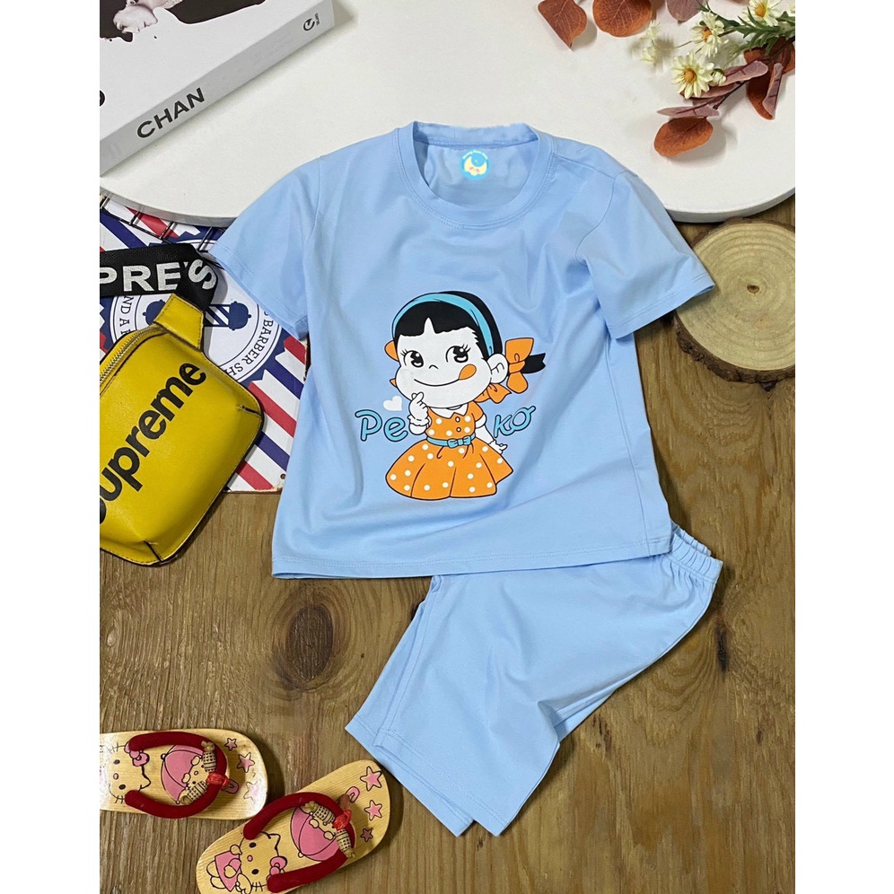 Set 3 bộ đồ bé gái bộ đồ lửng cho bé gái in hình BUPBE PEKO đáng yêu chất vải co giãn 4 chiều cho bé từ 8kg đến 25kg