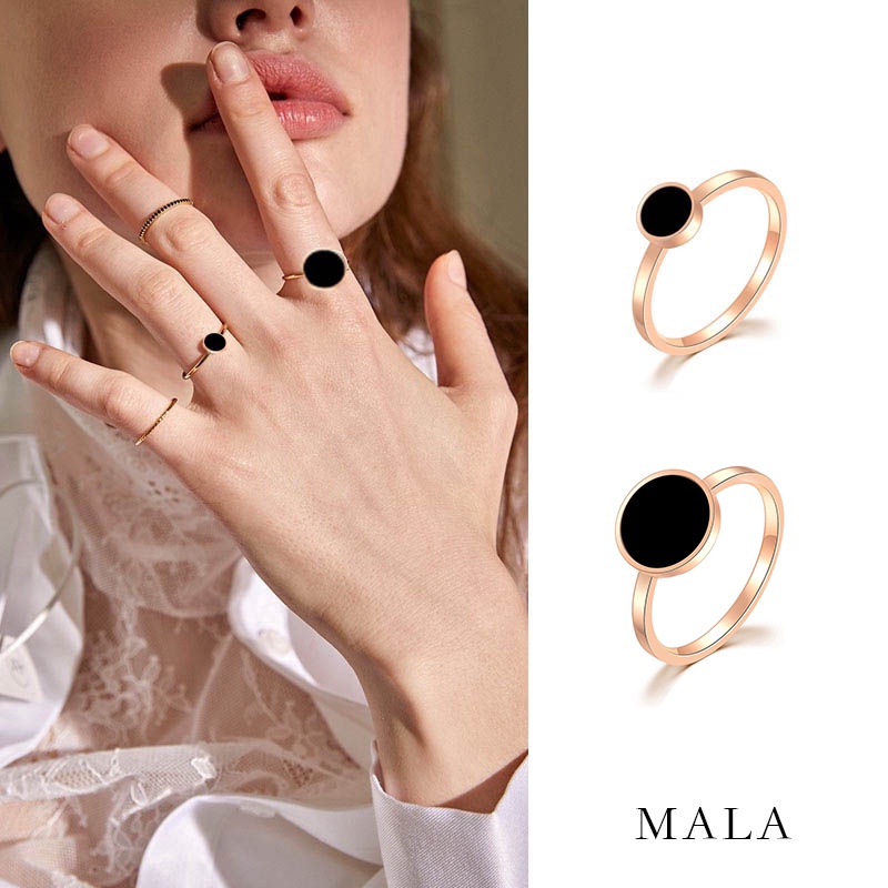 Nhẫn MAYEBE LAVEND Thép Titan Màu Đen Thời Trang Cho Nữ