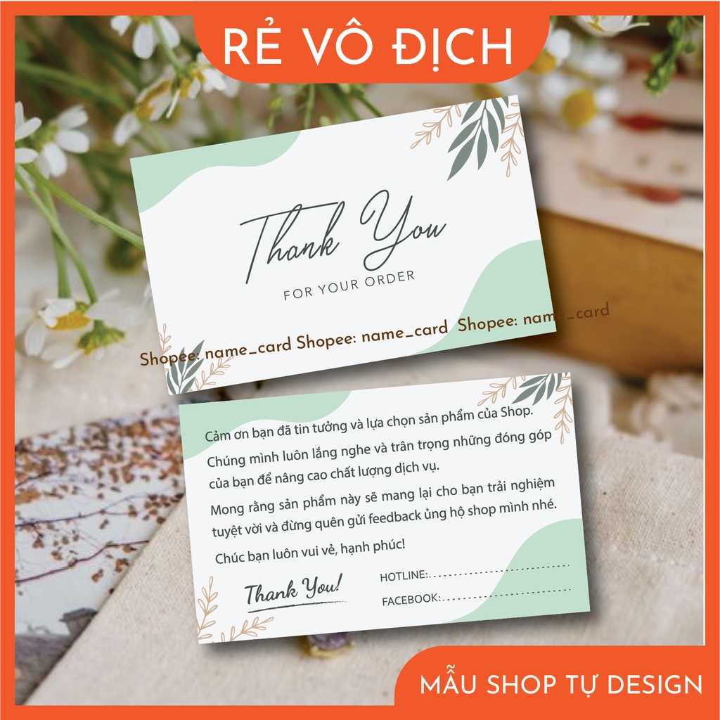 Thiệp cảm ơn, Thank you card, card cảm ơn khách hàng dành cho shop bán hàng  có sẵn | Shopee Việt Nam