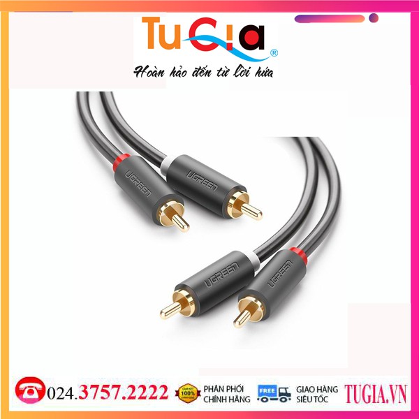 Dây cáp âm thanh 2 AV RCA OFC 4N gold 24K TPE đàn hồi Ugreen 10519-Hàng Chính Hãng