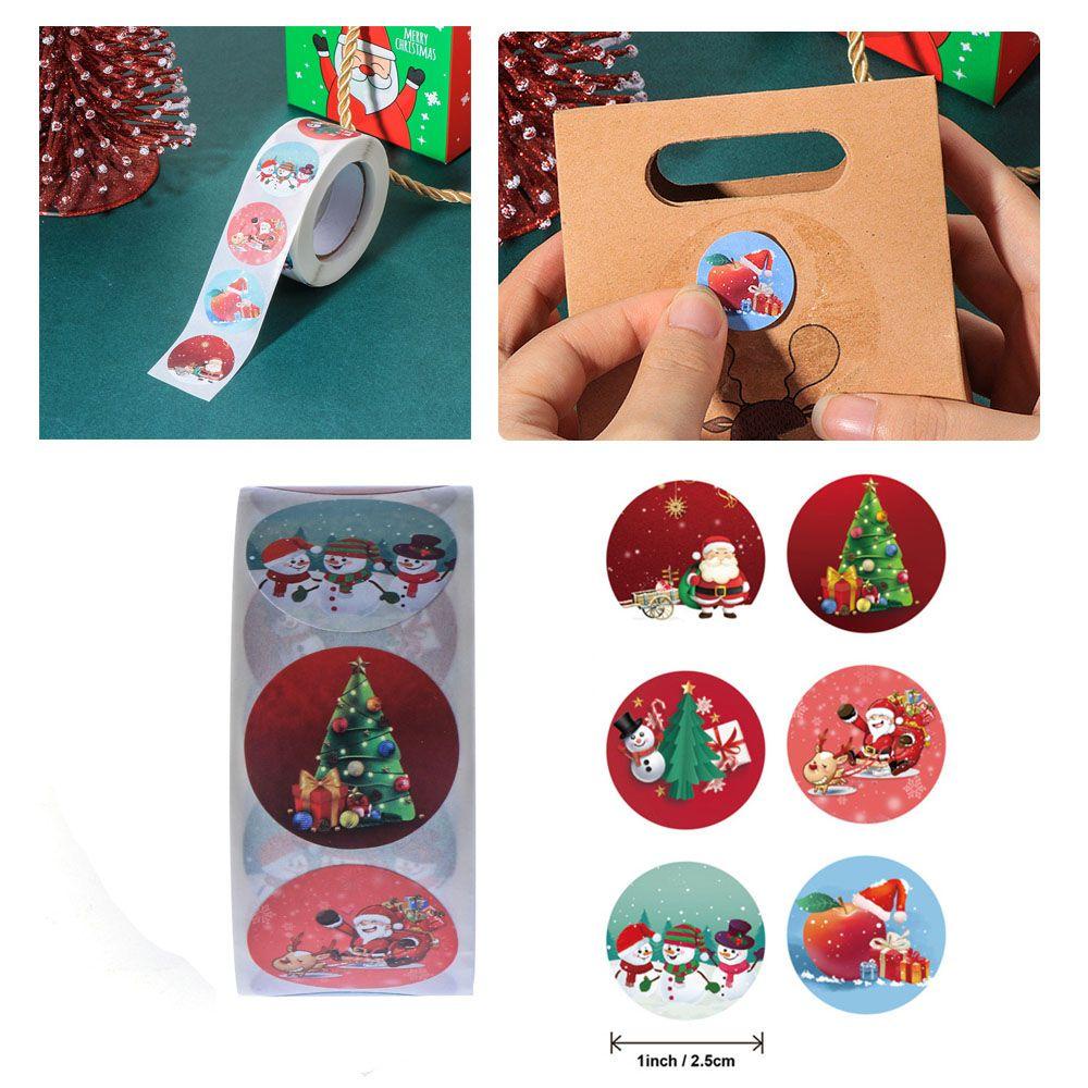 Cuộn 500 Nhãn Dán Trang Trí Túi Bánh Phong Cách Giáng Sinh