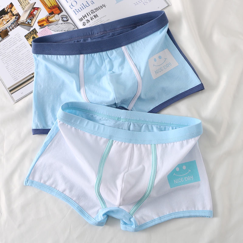Quần Lót Boxer Vải Cotton Thoáng Khí In Hình Mặt Cười Thời Trang Cho Nam