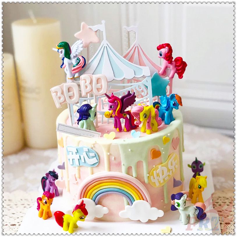 Set 12 Mô Hình Ngựa Pony Trang Trí Bánh Kem