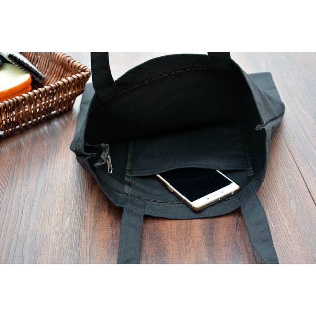 Túi xách canvas in chữ phong cách Hàn Quốc cho nữ