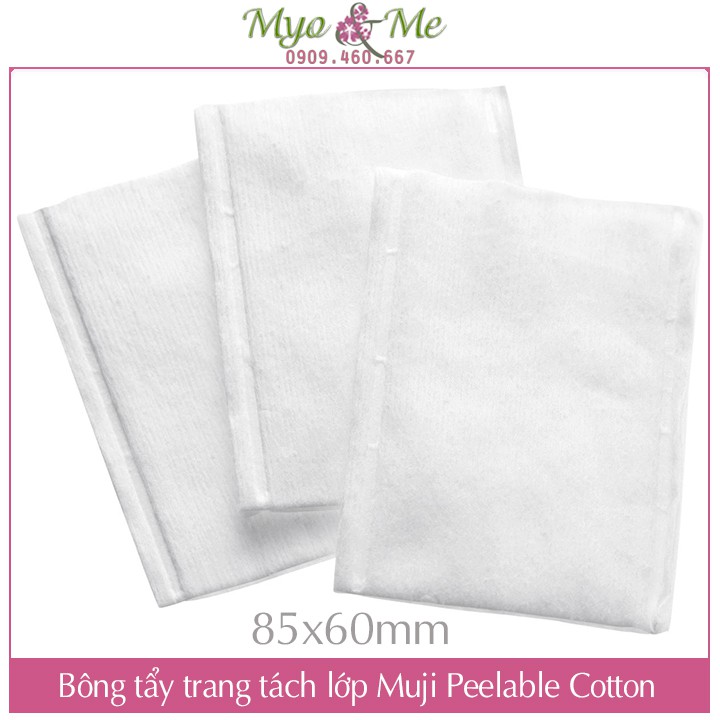 Bông tẩy trang Muji tách lớp Nhật Bản - Muji Peelable Cotton 85x60mm tách được 4 lớp