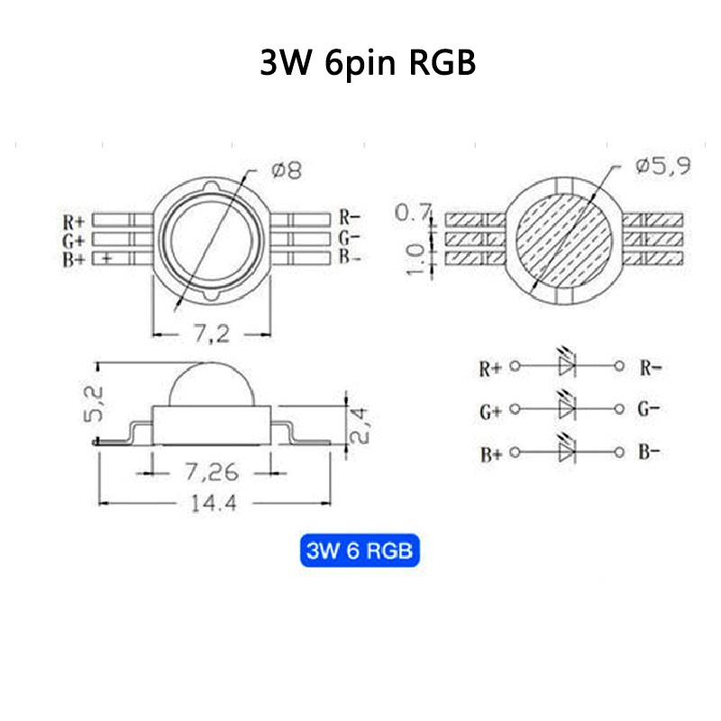 Linh Kiện Đèn Led 3w Rgb 4 Pin 6 Pin + Đế 20mm