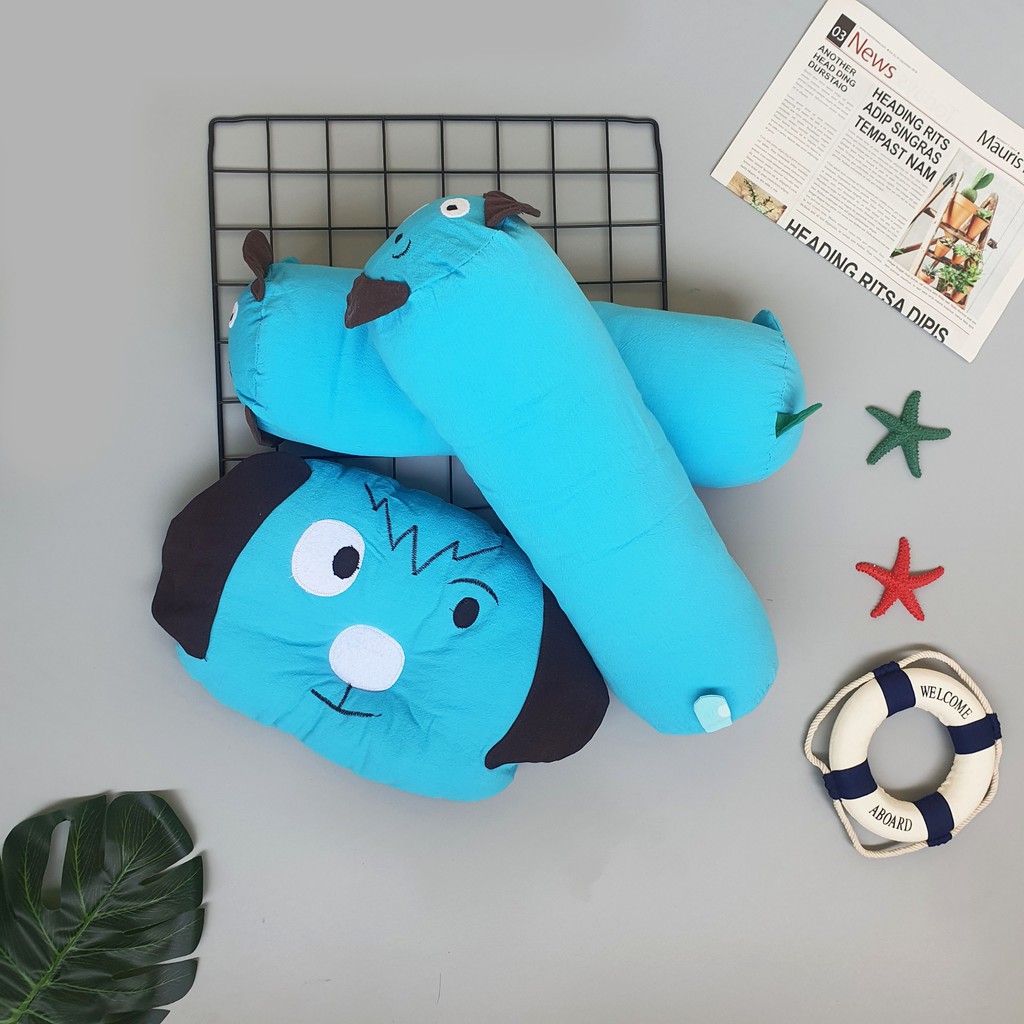 Bộ gối ôm bé chó xinh xắn ( ra cotton 100% ) gồm 1 gối lõm và 2 gối ôm size sơ sinh -3 tuổi
