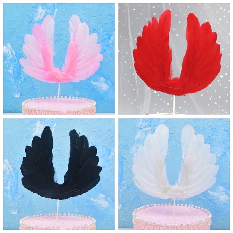 Combo 5 cánh thiên thần trang trí bánh kem, phụ kiện sinh nhật, topper cake