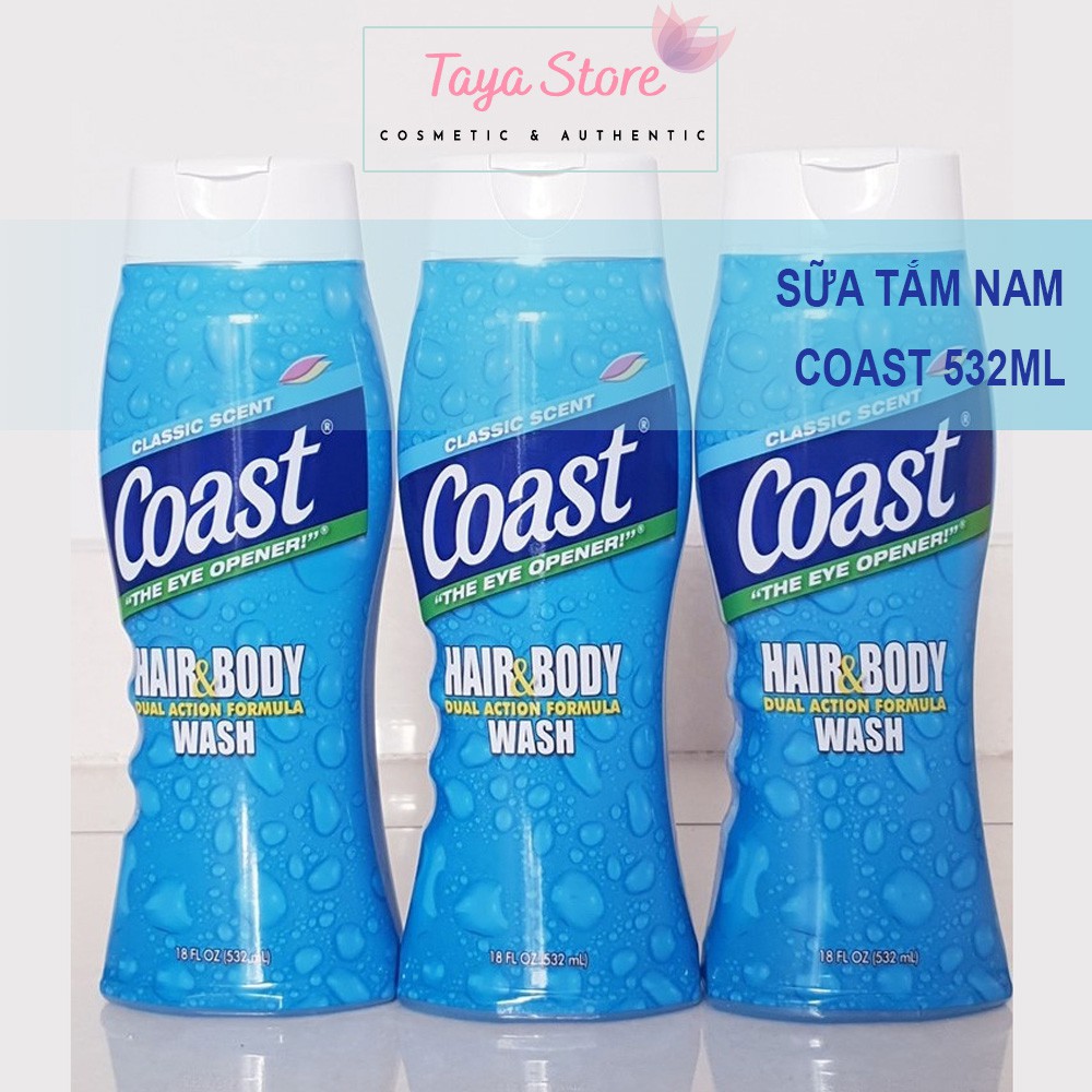 Sữa tắm nam Coast Hair and Body wash 532ml USA 2in1 tắm và gội (mẫu mới)