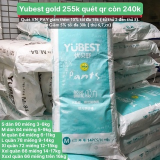 [Bỉm Yubest Gold] nội địa trung quốc quần/ dán đủ size S90,M84,L78,XL72,xxl66,xxxl66