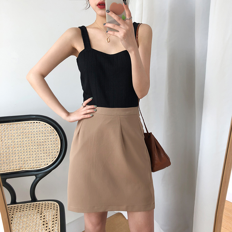 Áo Hai Dây Dệt Kim Cổ Vuông Màu Trơn Thời Trang 34921