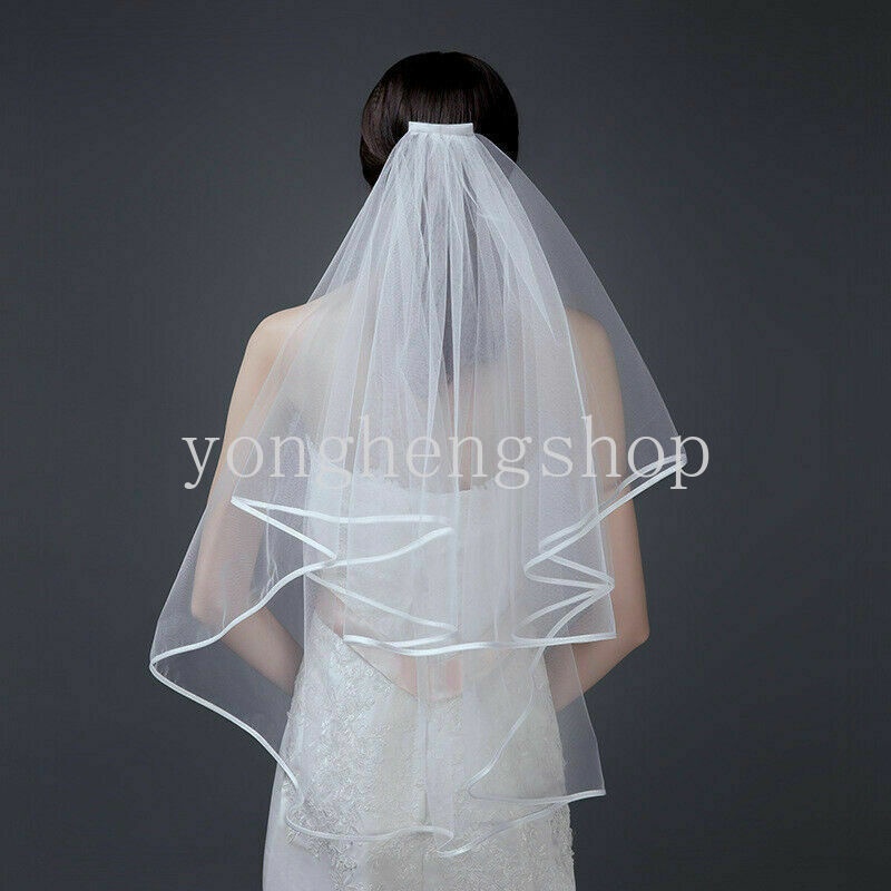 Mạng Che Mặt Cô Dâu Vải Tuyn Hai Lớp Phối Ren Kèm Lược Cài Thiết Kế Đơn Giản Tinh Tế