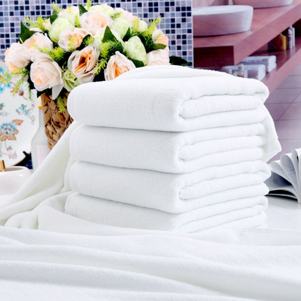 1 Khăn Tắm Vải Mềm Màu Trắng Dùng Trong Khách Sạn Du Lịch Kích Thước 30x70cm