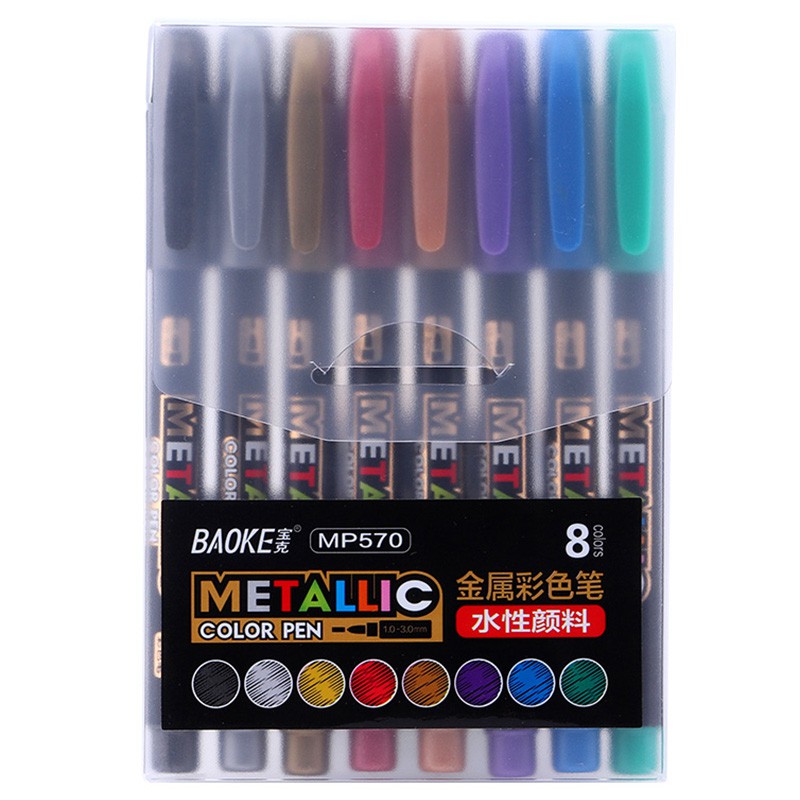 Seamiart_BAOKE 8 Colors Metallic Marker Water Based Painting Marker Pen_DIY Tool for Card/Glass