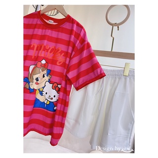 Set Đùi Áo Sọc Hồng Quần Sort Trắng 🍒