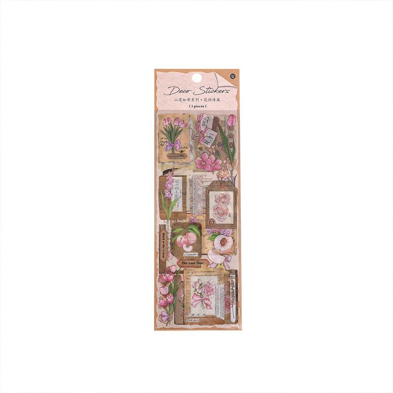 Set 3 tờ stickers nhựa PVC không thấm nước dùng để trang trí theo phong cách cổ điển vintage mẫu mới