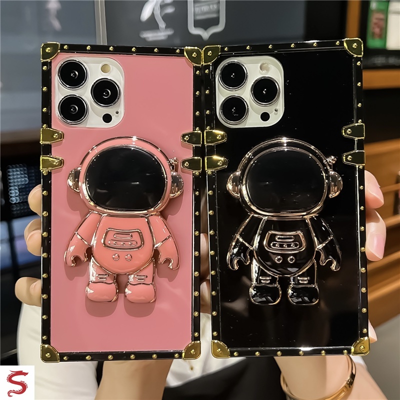 Ốp Điện Thoại Hình Vuông Họa Tiết Phi Hành Gia Hoạt Hình Cho iphone 15 14 pro max 13 12 11pro xs xr 8 7plus 6plus