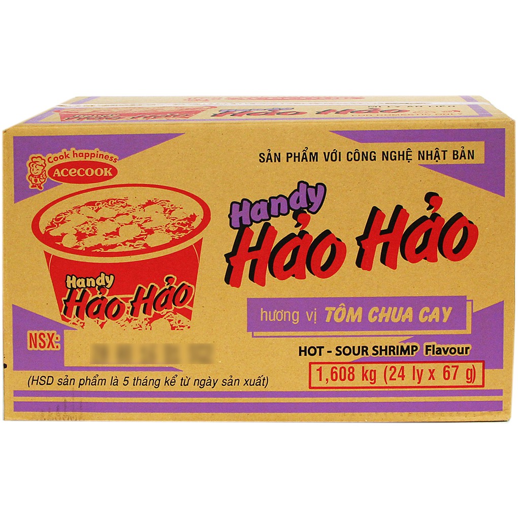 Thùng mì ly Hảo Hảo Acecook Tôm chua cay (24 ly x 67g)