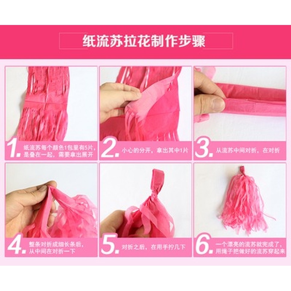 Set 5 Phụ Kiện Tua Rua Giấy Tự Trang Trí Tiệc Cưới
