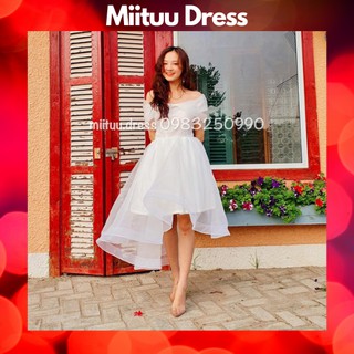 Váy trắng trễ vai dự tiệc sinh nhật đầm công chúa dạ hội kỉ yếu trắng bèo dễ thương Miituu NV1