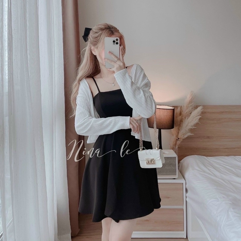 (SHOP BIGSIZE nữ 50kg đến 90kg ) set đầm kèm áo khoác đi chơi, dạo phố