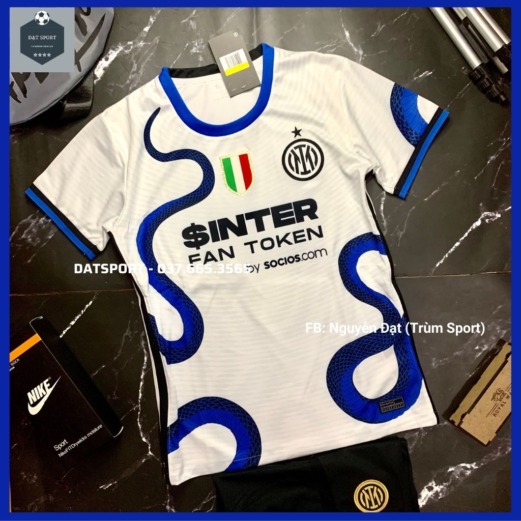 Bộ Áo Đấu INTER MILAN Mùa 21/22 ⚜️HÀNG VẢI ĐẸP⚜️ Bộ Quần Áo Bóng Đá CLB Inter Milan Trắng Sân Khách 2021/22