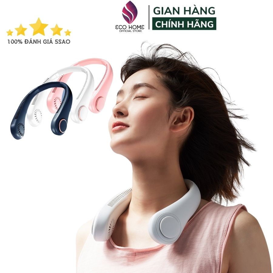 Quạt đeo cổ mini không cánh, quạt treo cổ 3 cấp độ gió, sạc pin dung lượng 4000mAh, gió đa chiều, bảo hành 24 tháng